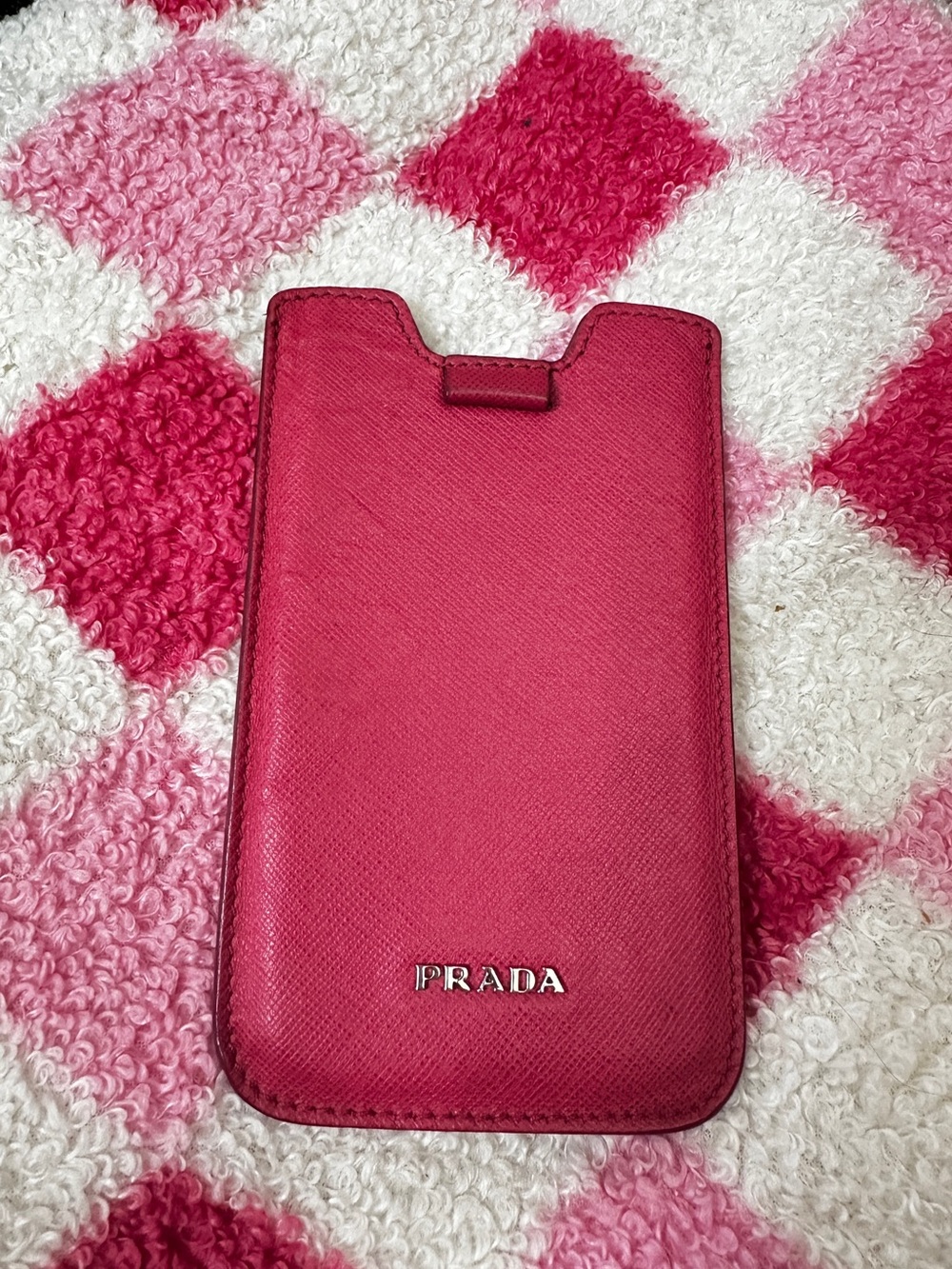 Prada Hot Pink Saffiano Leather Phone Sleeve